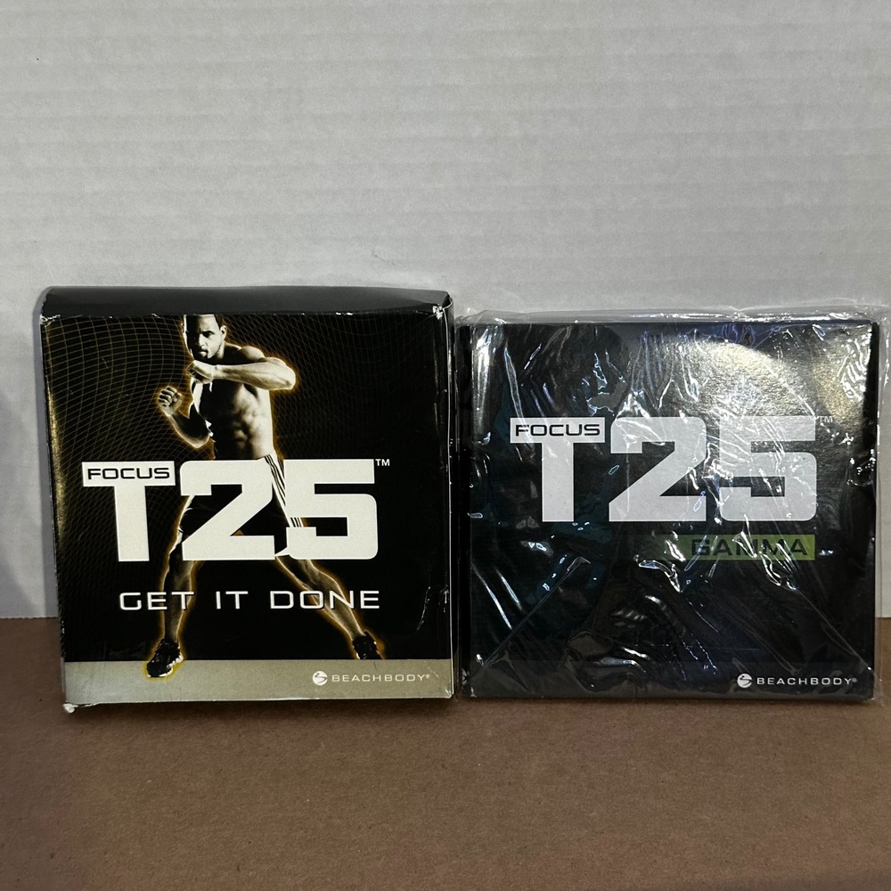 Beachbody Focus T25 Workout DVD Set Base and Gamma Cycle Shaun T Good Condition